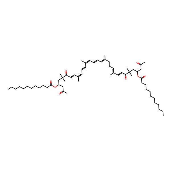 2D Structure of (29-Dodecanoyloxy-6,6,10,14,19,23,27,27-octamethyl-2,7,26,31-tetraoxodotriaconta-8,10,12,14,16,18,20,22,24-nonaen-4-yl) dodecanoate