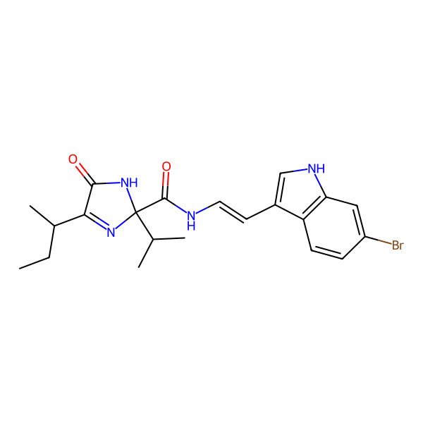 2D Structure of (2S)-N-[(Z)-2-(6-bromo-1H-indol-3-yl)ethenyl]-4-[(2R)-butan-2-yl]-5-oxo-2-propan-2-yl-1H-imidazole-2-carboxamide