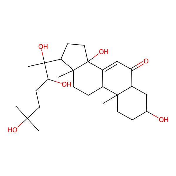 2D Structure of 3,14-dihydroxy-10,13-dimethyl-17-(2,3,6-trihydroxy-6-methylheptan-2-yl)-2,3,4,5,9,11,12,15,16,17-decahydro-1H-cyclopenta[a]phenanthren-6-one