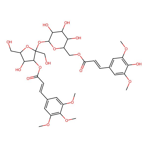 2D Structure of [3,4,5-Trihydroxy-6-[4-hydroxy-2,5-bis(hydroxymethyl)-3-[3-(3,4,5-trimethoxyphenyl)prop-2-enoyloxy]oxolan-2-yl]oxyoxan-2-yl]methyl 3-(4-hydroxy-3,5-dimethoxyphenyl)prop-2-enoate