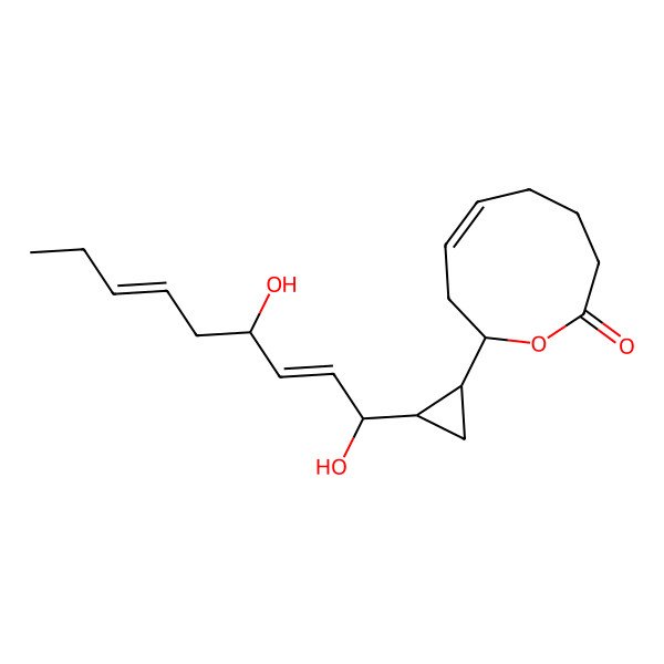 2D Structure of (2S,4Z)-2-[(1R,2S)-2-[(1R,2E,4R,6Z)-1,4-dihydroxynona-2,6-dienyl]cyclopropyl]-3,6,7,8-tetrahydro-2H-oxonin-9-one