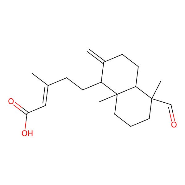 2D Structure of (E)-5-[(1R,4aR,5S,8aR)-5-formyl-5,8a-dimethyl-2-methylidene-3,4,4a,6,7,8-hexahydro-1H-naphthalen-1-yl]-3-methylpent-2-enoic acid
