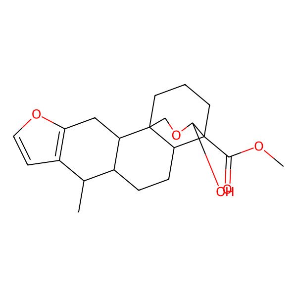 2D Structure of methyl (1S,2S,9R,10S,13R,14R,15S)-15-hydroxy-9-methyl-5,16-dioxapentacyclo[12.3.3.01,13.02,10.04,8]icosa-4(8),6-diene-14-carboxylate