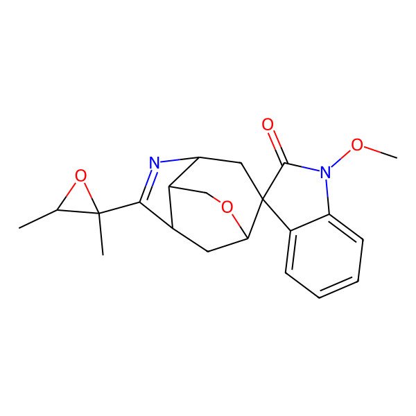 2D Structure of (1R,2S,4S,7R,8S)-6-[(2R,3R)-2,3-dimethyloxiran-2-yl]-1'-methoxyspiro[10-oxa-5-azatricyclo[5.3.1.04,8]undec-5-ene-2,3'-indole]-2'-one