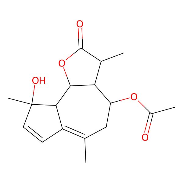 2D Structure of [(3S,3aR,4S,9S,9aS,9bS)-9-hydroxy-3,6,9-trimethyl-2-oxo-3,3a,4,5,9a,9b-hexahydroazuleno[4,5-b]furan-4-yl] acetate