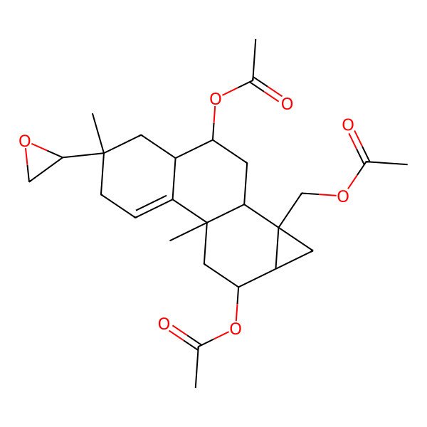 2D Structure of [(1aS,1bS,3R,3aR,5S,7bR,9R,9aR)-3,9-diacetyloxy-5,7b-dimethyl-5-[(2S)-oxiran-2-yl]-1,1b,2,3,3a,4,6,8,9,9a-decahydrocyclopropa[a]phenanthren-1a-yl]methyl acetate