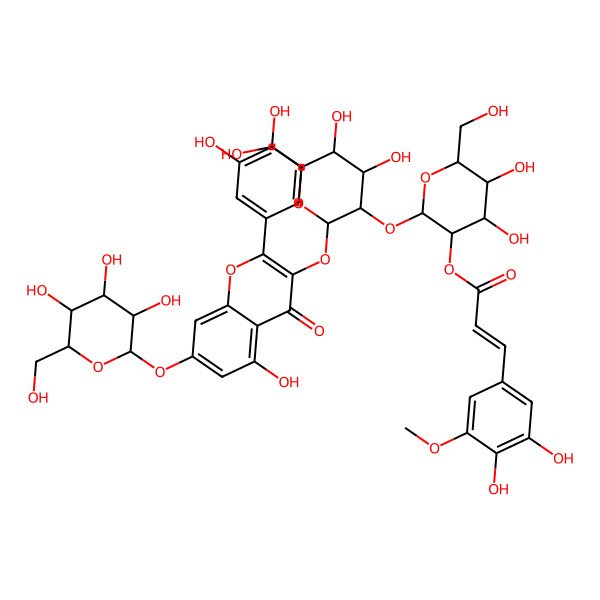 2D Structure of [2-[2-[2-(3,4-Dihydroxyphenyl)-5-hydroxy-4-oxo-7-[3,4,5-trihydroxy-6-(hydroxymethyl)oxan-2-yl]oxychromen-3-yl]oxy-4,5-dihydroxy-6-(hydroxymethyl)oxan-3-yl]oxy-4,5-dihydroxy-6-(hydroxymethyl)oxan-3-yl] 3-(3,4-dihydroxy-5-methoxyphenyl)prop-2-enoate