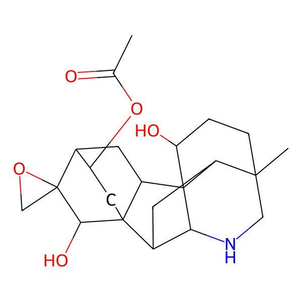 2D Structure of (2,19-Dihydroxy-5-methylspiro[7-azahexacyclo[7.6.2.210,13.01,8.05,16.010,15]nonadecane-18,2'-oxirane]-12-yl) acetate