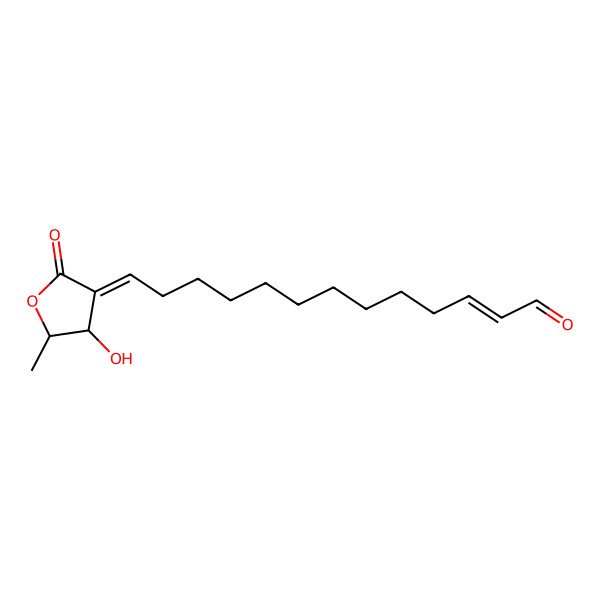 2D Structure of (E,13E)-13-[(4S,5R)-4-hydroxy-5-methyl-2-oxooxolan-3-ylidene]tridec-2-enal