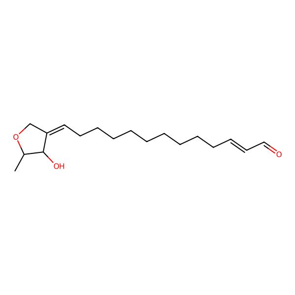 2D Structure of (E,13E)-13-[(4S,5R)-4-hydroxy-5-methyloxolan-3-ylidene]tridec-2-enal