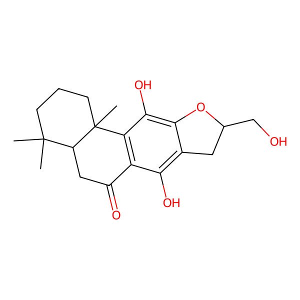 2D Structure of (4aS,9R,11bS)-7,11-dihydroxy-9-(hydroxymethyl)-4,4,11b-trimethyl-2,3,4a,5,8,9-hexahydro-1H-naphtho[2,1-f][1]benzofuran-6-one