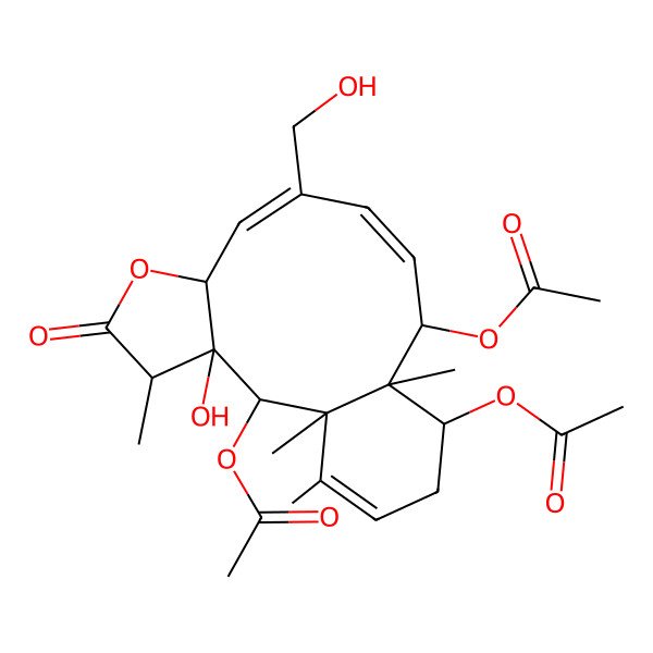 2D Structure of [2,12-Diacetyloxy-3-hydroxy-9-(hydroxymethyl)-1,4,13,17-tetramethyl-5-oxo-6-oxatricyclo[11.4.0.03,7]heptadeca-8,10,16-trien-14-yl] acetate