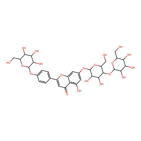 2D Structure of 7-[(2S,3R,4R,5S,6R)-3,4-dihydroxy-6-(hydroxymethyl)-5-[(2S,3R,4S,5S,6R)-3,4,5-trihydroxy-6-(hydroxymethyl)oxan-2-yl]oxyoxan-2-yl]oxy-5-hydroxy-2-[4-[(2S,3R,4S,5S,6R)-3,4,5-trihydroxy-6-(hydroxymethyl)oxan-2-yl]oxyphenyl]chromen-4-one