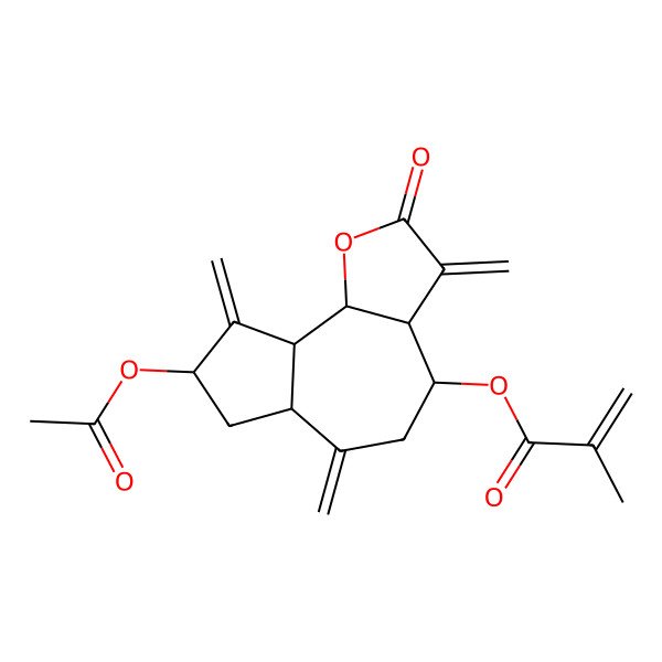 2D Structure of [(3aR,4S,6aR,8S,9aR,9bR)-8-acetyloxy-3,6,9-trimethylidene-2-oxo-3a,4,5,6a,7,8,9a,9b-octahydroazuleno[4,5-b]furan-4-yl] 2-methylprop-2-enoate
