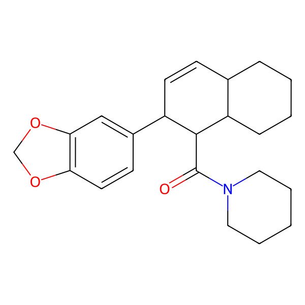 2D Structure of [(1R,2S,4aR,8aS)-2-(1,3-benzodioxol-5-yl)-1,2,4a,5,6,7,8,8a-octahydronaphthalen-1-yl]-piperidin-1-ylmethanone