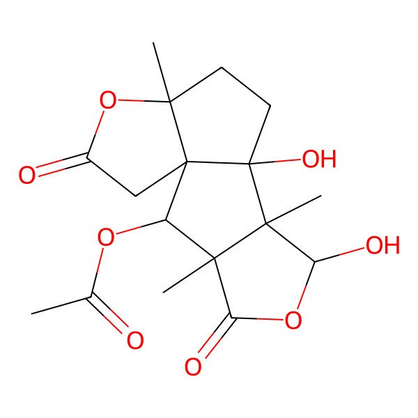 2D Structure of [(1S,2R,3S,6S,7R,8R,11S)-6,8-dihydroxy-3,7,11-trimethyl-4,13-dioxo-5,12-dioxatetracyclo[6.6.0.01,11.03,7]tetradecan-2-yl] acetate