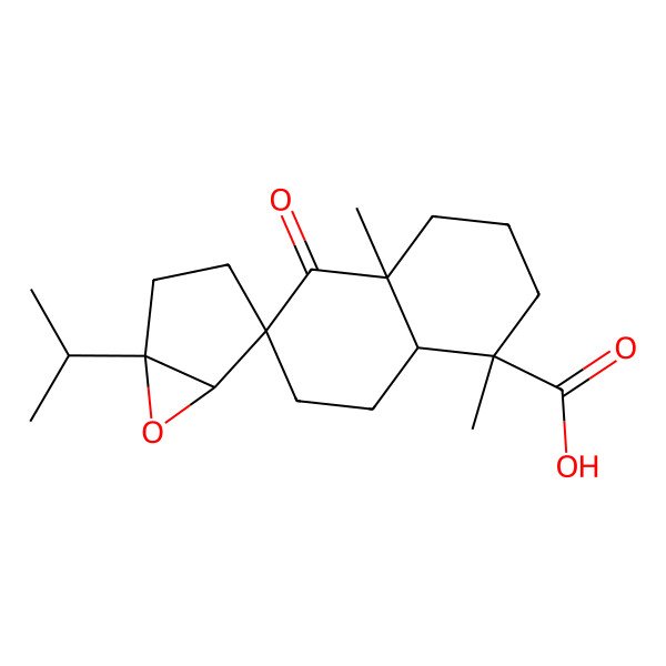 2D Structure of (1R,1'S,4aS,5'S,6S,8aR)-1,4a-dimethyl-5-oxo-1'-propan-2-ylspiro[2,3,4,7,8,8a-hexahydronaphthalene-6,4'-6-oxabicyclo[3.1.0]hexane]-1-carboxylic acid