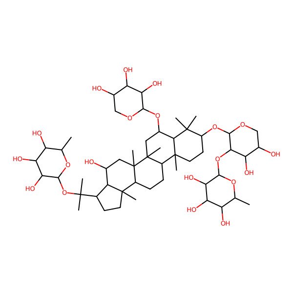 2D Structure of (2S,3R,4R,5R,6S)-2-[(2S,3R,4S,5R)-2-[[(3S,3aS,4S,5aR,5bR,7S,7aR,9S,11aR,11bR,13aR,13bR)-4-hydroxy-5a,5b,8,8,11a,13b-hexamethyl-3-[2-[(2S,3R,4R,5R,6S)-3,4,5-trihydroxy-6-methyloxan-2-yl]oxypropan-2-yl]-7-[(2S,3R,4S,5R)-3,4,5-trihydroxyoxan-2-yl]oxy-1,2,3,3a,4,5,6,7,7a,9,10,11,11b,12,13,13a-hexadecahydrocyclopenta[a]chrysen-9-yl]oxy]-4,5-dihydroxyoxan-3-yl]oxy-6-methyloxane-3,4,5-triol