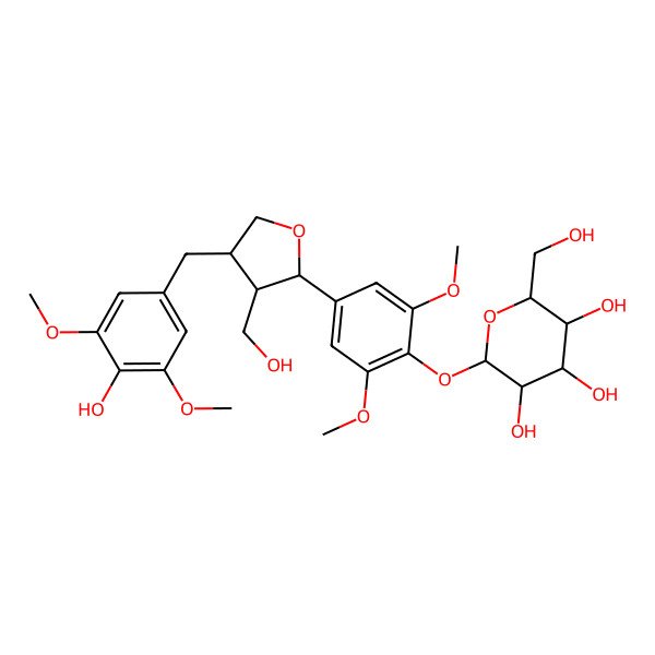 2D Structure of (2S,3R,4S,5S,6R)-2-[4-[(2R,3S,4S)-4-[(4-hydroxy-3,5-dimethoxyphenyl)methyl]-3-(hydroxymethyl)oxolan-2-yl]-2,6-dimethoxyphenoxy]-6-(hydroxymethyl)oxane-3,4,5-triol