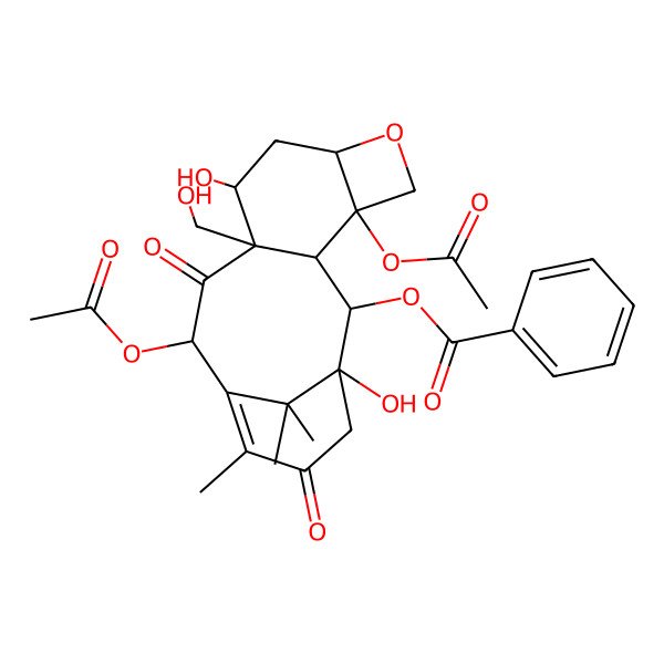 2D Structure of [(1S,2S,3R,4S,7R,9S,10R,12R)-4,12-diacetyloxy-1,9-dihydroxy-10-(hydroxymethyl)-14,17,17-trimethyl-11,15-dioxo-6-oxatetracyclo[11.3.1.03,10.04,7]heptadec-13-en-2-yl] benzoate