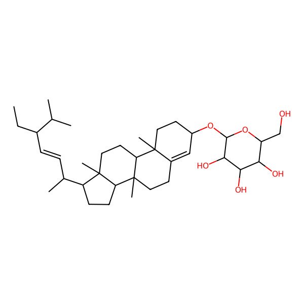 2D Structure of (3R,4S,5S,6R)-2-[[(8S,9S,10R,13R,14R)-17-[(E,2R,5S)-5-ethyl-6-methylhept-3-en-2-yl]-8,10,13-trimethyl-1,2,3,6,7,9,11,12,14,15,16,17-dodecahydrocyclopenta[a]phenanthren-3-yl]oxy]-6-(hydroxymethyl)oxane-3,4,5-triol