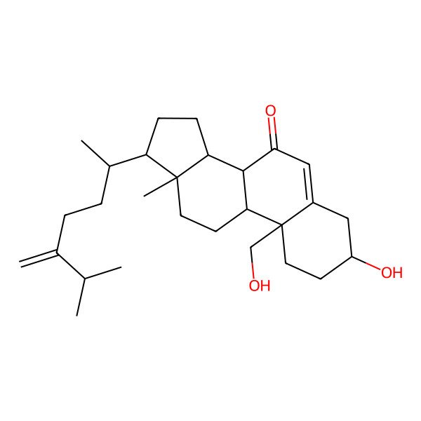 2D Structure of (3S,8S,9S,10S,13R,14S,17R)-3-hydroxy-10-(hydroxymethyl)-13-methyl-17-[(2R)-6-methyl-5-methylideneheptan-2-yl]-1,2,3,4,8,9,11,12,14,15,16,17-dodecahydrocyclopenta[a]phenanthren-7-one