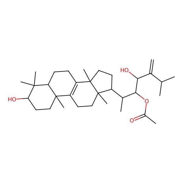 2D Structure of [(2S,3S,4R)-4-hydroxy-2-[(3S,5R,10S,13R,14R,17S)-3-hydroxy-4,4,10,13,14-pentamethyl-2,3,5,6,7,11,12,15,16,17-decahydro-1H-cyclopenta[a]phenanthren-17-yl]-6-methyl-5-methylideneheptan-3-yl] acetate