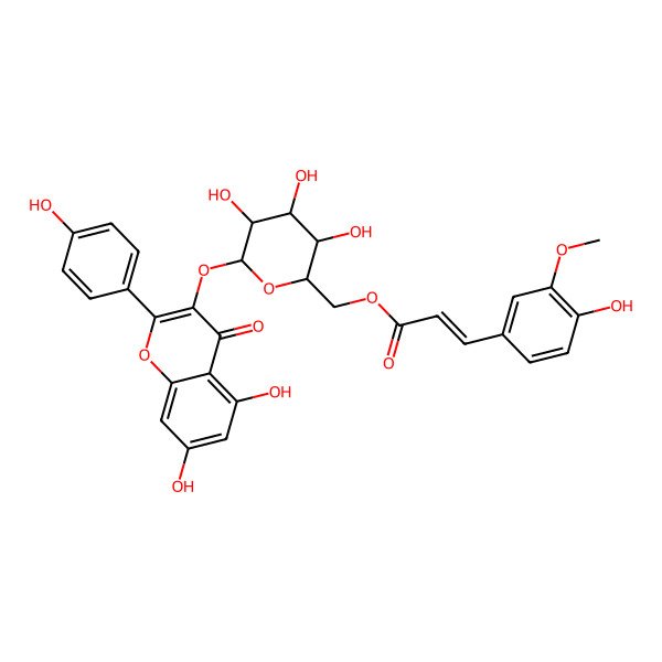 2D Structure of [6-[5,7-Dihydroxy-2-(4-hydroxyphenyl)-4-oxochromen-3-yl]oxy-3,4,5-trihydroxyoxan-2-yl]methyl 3-(4-hydroxy-3-methoxyphenyl)prop-2-enoate