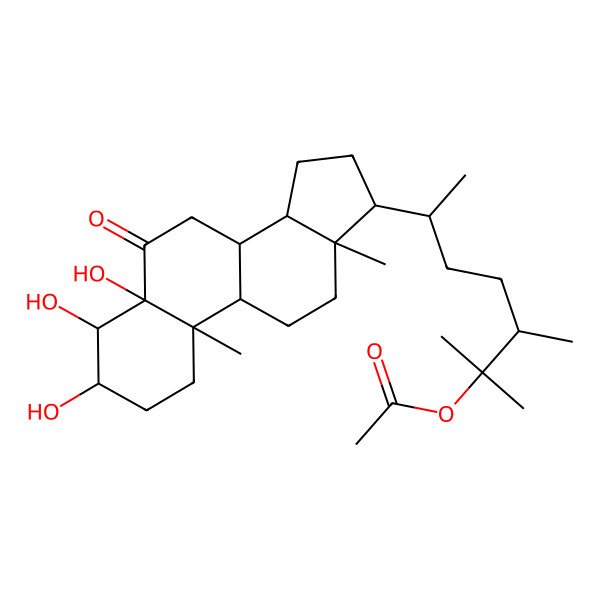 2D Structure of [(3S,6R)-2,3-dimethyl-6-[(3S,4S,5R,8S,9S,10R,13R,14S,17R)-3,4,5-trihydroxy-10,13-dimethyl-6-oxo-2,3,4,7,8,9,11,12,14,15,16,17-dodecahydro-1H-cyclopenta[a]phenanthren-17-yl]heptan-2-yl] acetate