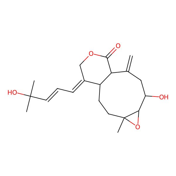 2D Structure of 7-Hydroxy-14-(4-hydroxy-4-methylpent-2-enylidene)-4-methyl-9-methylidene-5,12-dioxatricyclo[8.4.0.04,6]tetradecan-11-one