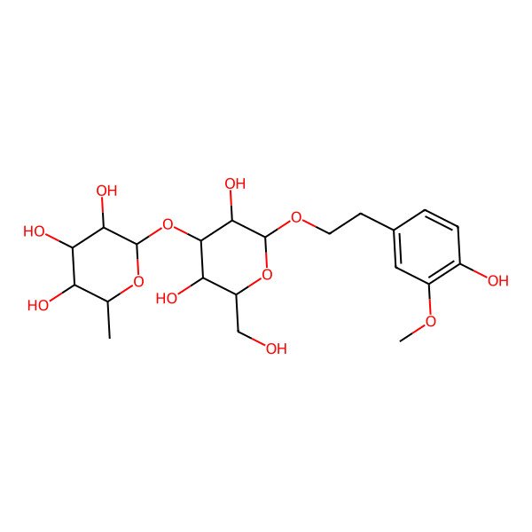 2D Structure of 2-[3,5-Dihydroxy-2-[2-(4-hydroxy-3-methoxyphenyl)ethoxy]-6-(hydroxymethyl)oxan-4-yl]oxy-6-methyloxane-3,4,5-triol