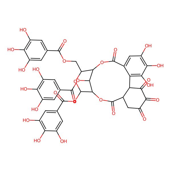 2D Structure of [11,12,13-Trihydroxy-3,6,7,8,16-pentaoxo-21,22-bis[(3,4,5-trihydroxybenzoyl)oxy]-2,17,20-trioxatetracyclo[16.3.1.04,9.010,15]docosa-10,12,14-trien-19-yl]methyl 3,4,5-trihydroxybenzoate