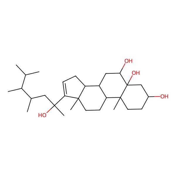 2D Structure of (3S,5R,6R,8S,9S,10R,13S,14S)-17-[(2R,4R,5R)-2-hydroxy-4,5,6-trimethylheptan-2-yl]-10,13-dimethyl-1,2,3,4,6,7,8,9,11,12,14,15-dodecahydrocyclopenta[a]phenanthrene-3,5,6-triol