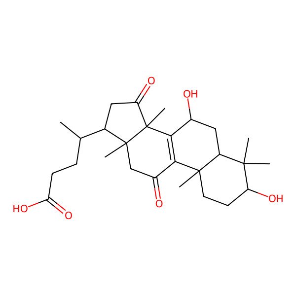 2D Structure of (4R)-4-[(3S,5S,7S,10S,13R,14R,17R)-3,7-dihydroxy-4,4,10,13,14-pentamethyl-11,15-dioxo-2,3,5,6,7,12,16,17-octahydro-1H-cyclopenta[a]phenanthren-17-yl]pentanoic acid