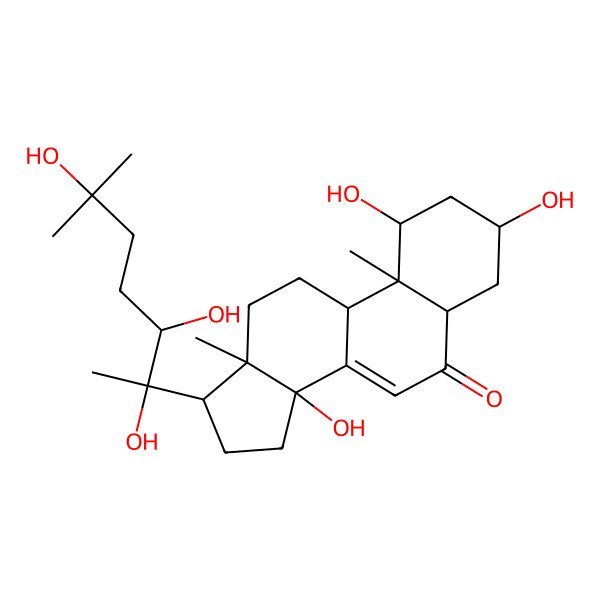 2D Structure of (1R,3R,5R,9R,10R,13R,14S,17S)-1,3,14-trihydroxy-10,13-dimethyl-17-[(2R,3R)-2,3,6-trihydroxy-6-methylheptan-2-yl]-2,3,4,5,9,11,12,15,16,17-decahydro-1H-cyclopenta[a]phenanthren-6-one