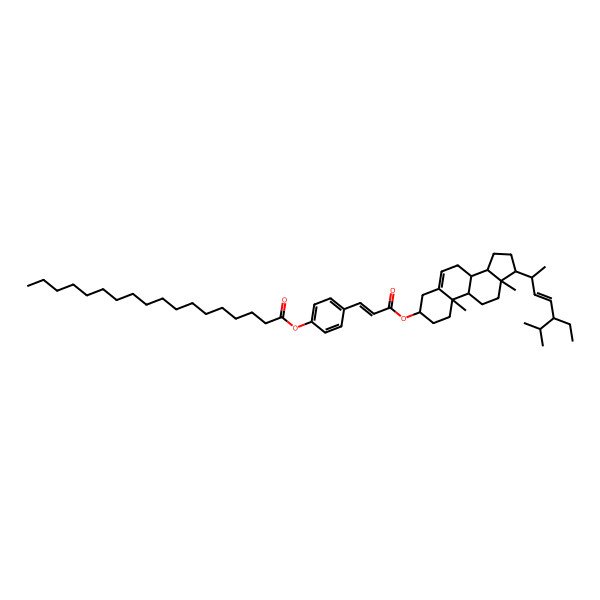 2D Structure of [4-[3-[[17-(5-ethyl-6-methylhept-3-en-2-yl)-10,13-dimethyl-2,3,4,7,8,9,11,12,14,15,16,17-dodecahydro-1H-cyclopenta[a]phenanthren-3-yl]oxy]-3-oxoprop-1-enyl]phenyl] octadecanoate