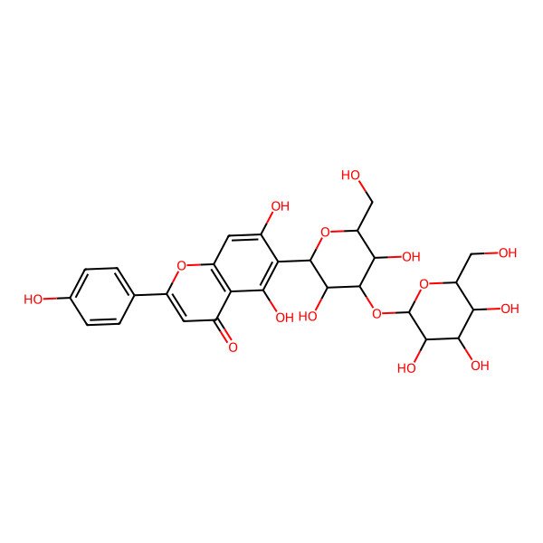 2D Structure of 6-[3,5-Dihydroxy-6-(hydroxymethyl)-4-[3,4,5-trihydroxy-6-(hydroxymethyl)oxan-2-yl]oxyoxan-2-yl]-5,7-dihydroxy-2-(4-hydroxyphenyl)chromen-4-one