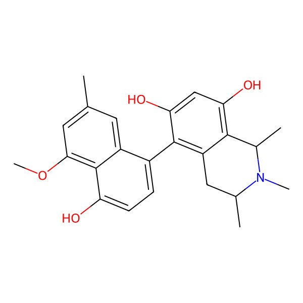 2D Structure of (1R,3S)-5-(4-hydroxy-5-methoxy-7-methylnaphthalen-1-yl)-1,2,3-trimethyl-3,4-dihydro-1H-isoquinoline-6,8-diol
