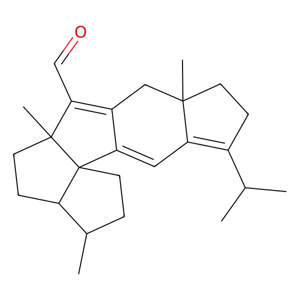 2D Structure of (2S,5R,6S,9R,13S)-5,9,13-trimethyl-16-propan-2-ylpentacyclo[9.7.0.02,6.02,9.013,17]octadeca-1(18),10,16-triene-10-carbaldehyde