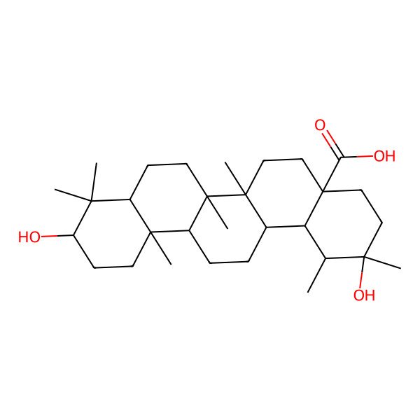 2D Structure of 2,10-Dihydroxy-1,2,6a,6b,9,9,12a-heptamethyl-1,3,4,5,6,6a,7,8,8a,10,11,12,13,14,14a,14b-hexadecahydropicene-4a-carboxylic acid