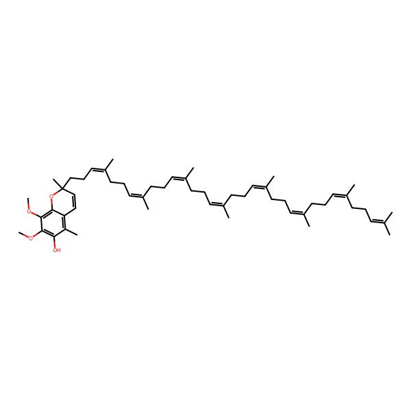 2D Structure of 7,8-Dimethoxy-2,5-dimethyl-2-(4,8,12,16,20,24,28,32-octamethyltritriaconta-3,7,11,15,19,23,27,31-octaenyl)chromen-6-ol