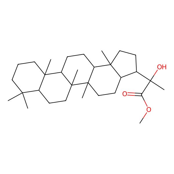 2D Structure of Methyl 2-(5a,5b,8,8,11a,13b-hexamethyl-1,2,3,3a,4,5,6,7,7a,9,10,11,11b,12,13,13a-hexadecahydrocyclopenta[a]chrysen-3-yl)-2-hydroxypropanoate
