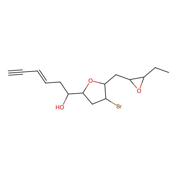2D Structure of (E,1R)-1-[(2R,4S,5S)-4-bromo-5-[[(2R,3R)-3-ethyloxiran-2-yl]methyl]oxolan-2-yl]hex-3-en-5-yn-1-ol