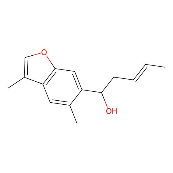 2D Structure of (E,1R)-1-(3,5-dimethyl-1-benzofuran-6-yl)pent-3-en-1-ol