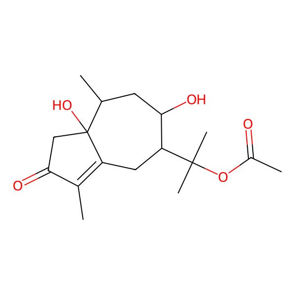 2D Structure of 2-[(5S,6R,8S,8aS)-6,8a-dihydroxy-3,8-dimethyl-2-oxo-1,4,5,6,7,8-hexahydroazulen-5-yl]propan-2-yl acetate