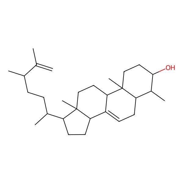 2D Structure of (3S,4S,5S,9R,10S,13R,14R,17R)-17-[(2R,5S)-5,6-dimethylhept-6-en-2-yl]-4,10,13-trimethyl-2,3,4,5,6,9,11,12,14,15,16,17-dodecahydro-1H-cyclopenta[a]phenanthren-3-ol