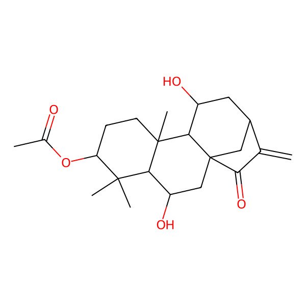 2D Structure of (3,11-Dihydroxy-5,5,9-trimethyl-14-methylidene-15-oxo-6-tetracyclo[11.2.1.01,10.04,9]hexadecanyl) acetate