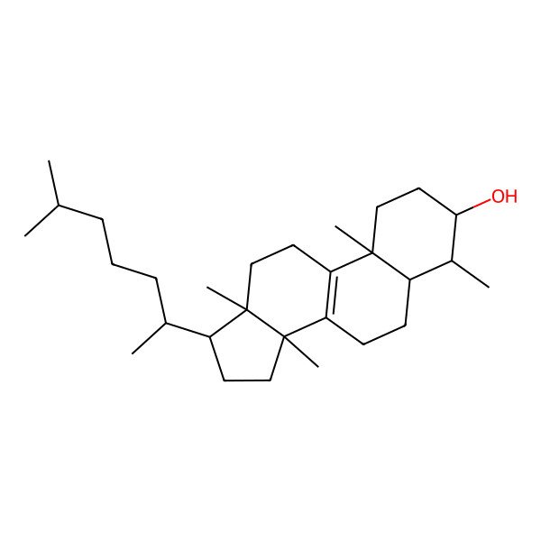 2D Structure of 4,10,13,14-Tetramethyl-17-(6-methylheptan-2-yl)-1,2,3,4,5,6,7,11,12,15,16,17-dodecahydrocyclopenta[a]phenanthren-3-ol