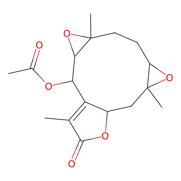 2D Structure of [(2R,3R,5S,8R,10R,12S)-5,10,15-trimethyl-14-oxo-4,9,13-trioxatetracyclo[10.3.0.03,5.08,10]pentadec-1(15)-en-2-yl] acetate
