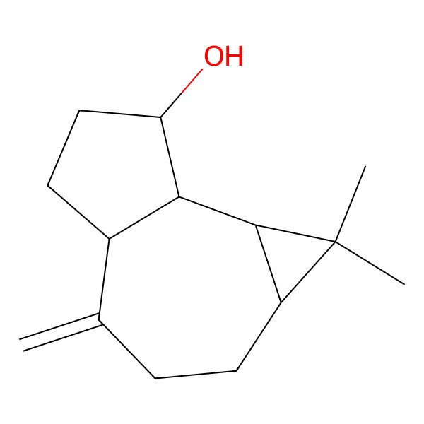 2D Structure of (1aR,4aR,7S,7aR,7bR)-1,1-dimethyl-4-methylidene-2,3,4a,5,6,7,7a,7b-octahydro-1aH-cyclopropa[h]azulen-7-ol